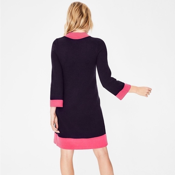 Boden Mara Wool Alpaca Blend Knit Dress Navy & Pink Size 2 - Picture 2 of 8